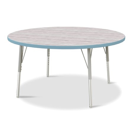 Jonti-Craft Berries Round Activity Table, 48 in. Diameter, E-height, Driftwood Gray/Coastal Blue/Gray 6433JCE452